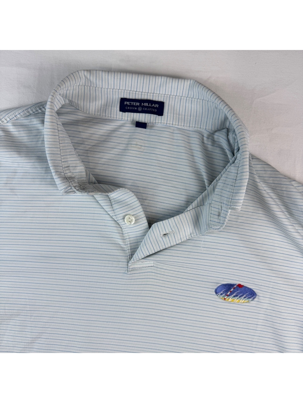 Peter Millar Crown Crafted Men's GOLF Striped Polo Shirt Size L PERFORMANCE